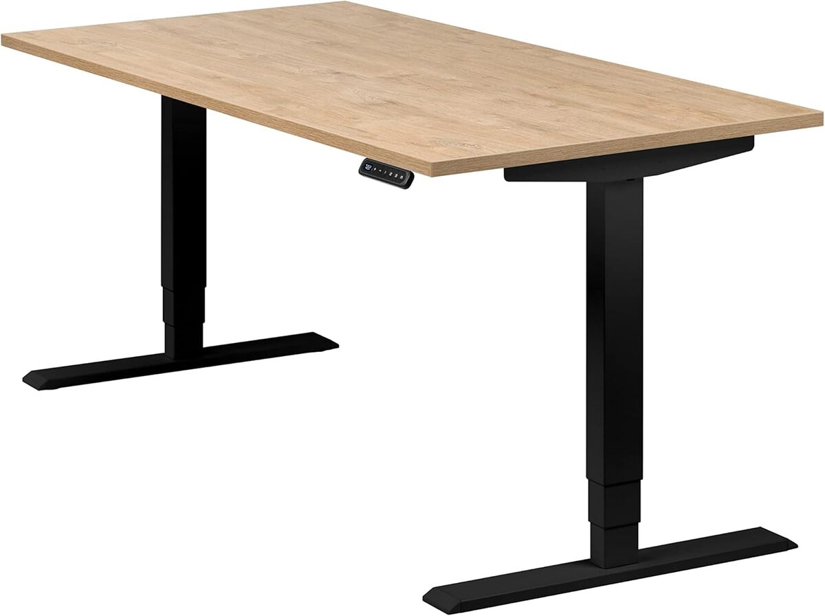 Test du boho office® Homedesk : bureau noir réglable électrique avec plateau chêne sauvage
