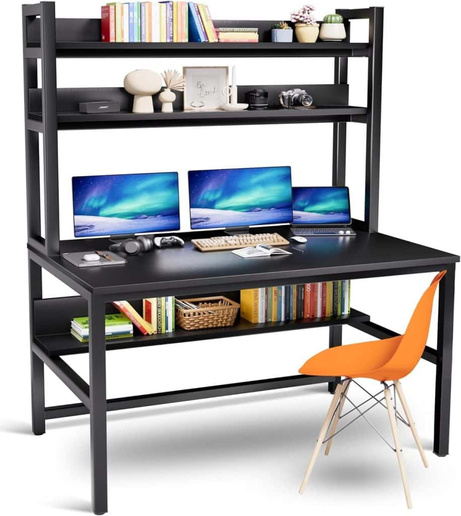 Test du bureau d'ordinateur 140, 7 cm noir, design peu encombrant