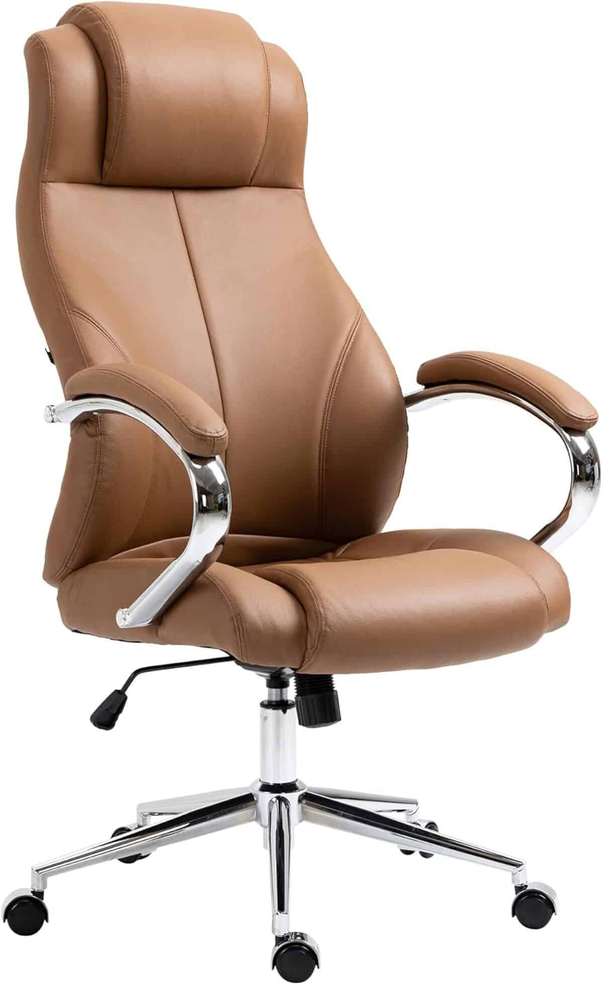 Test : fauteuil de bureau Salford CLP en cuir brun clair
