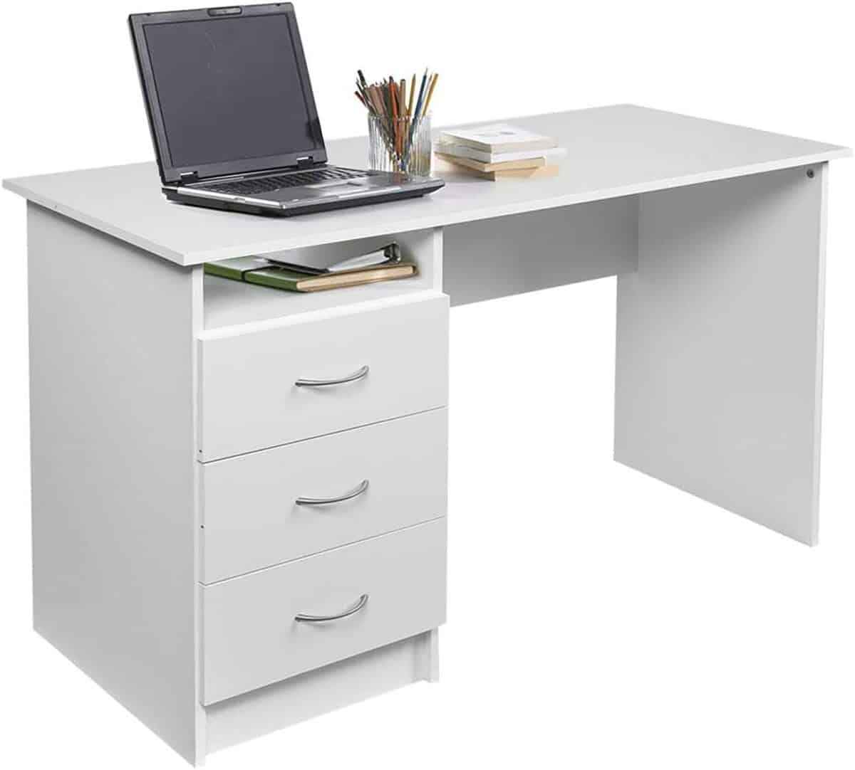 Test : bureau Bakaji avec tiroirs et étagère design moderne