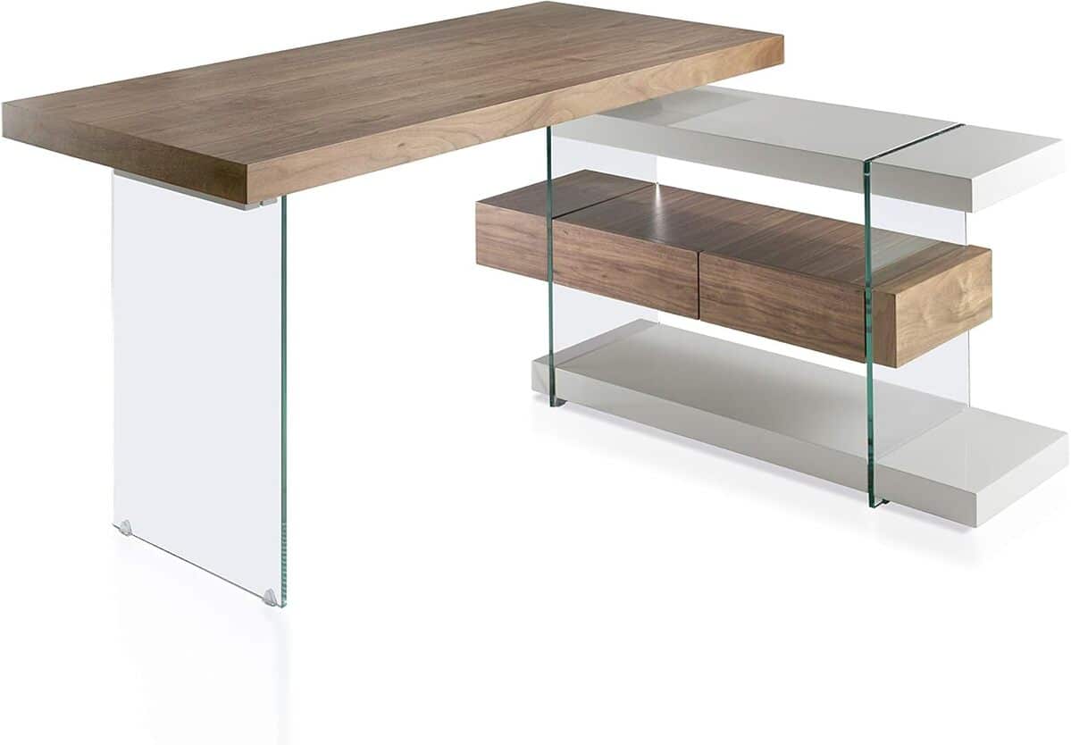 Test : bureau d'angle Angel CERDÁ en bois et verre trempé