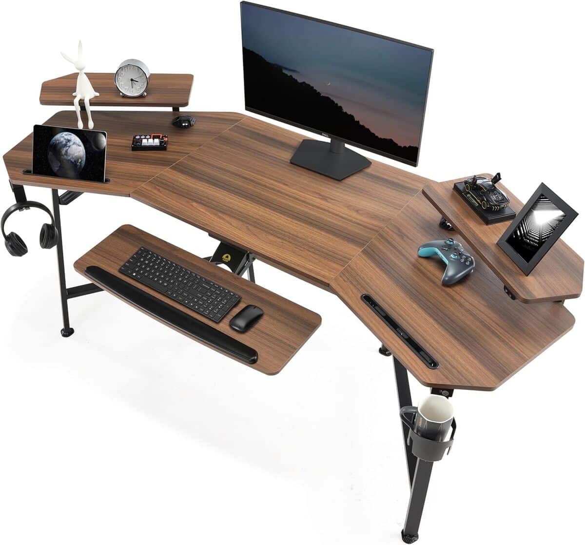 Test : bureau gaming LED Eureka 182x76 cm, parfait pour gamers