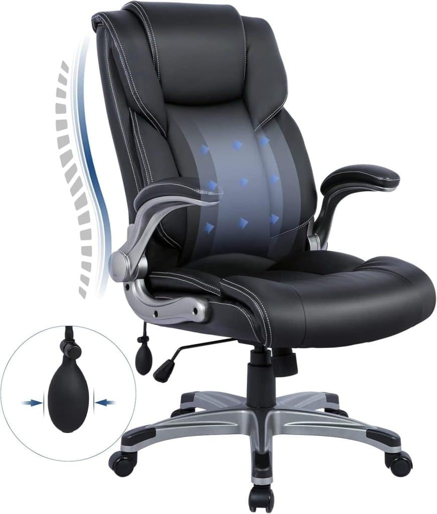 Test chaise de bureau Colamy 2822 pivotante et ergonomique en cuir noir