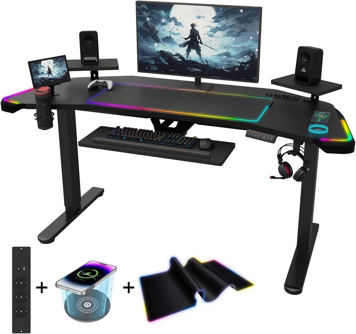 Test complet du bureau gaming Devoko LED 162 cm électrique