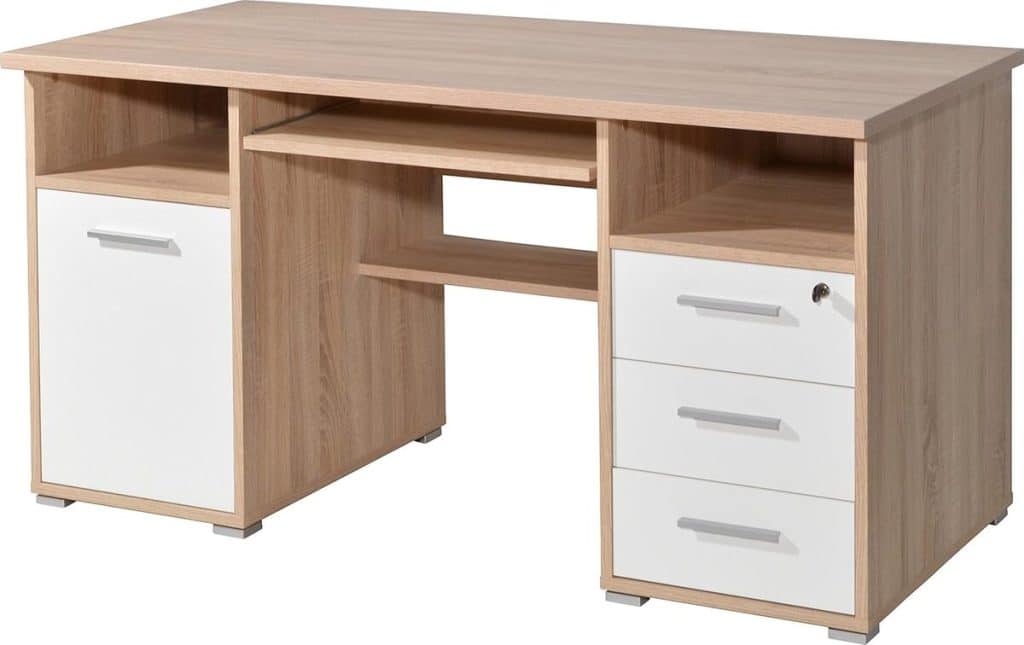 Test du bureau Germania 0484-157 : design chêne-sonoma et blanc