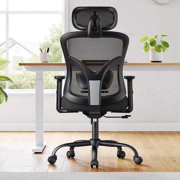 NOBLEWELL Chaise de Bureau Ergonomique avec Support Lombaire, Appui-tête 2D, accoudoirs réglables, Coussin amélioré, Inclinaison à Bascule de 130°, Chaise d'ordinateur pour Bureau à Domicile