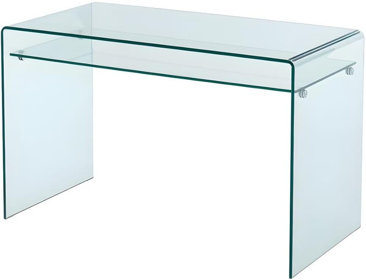 Test du bureau Stileos : design moderne avec verre trempé et rangement intégrés