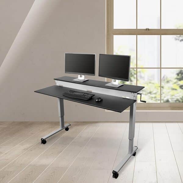 Stand Up Desk Store Bureau réglable en hauteur - 2 classes - Noir - Longueur du bureau : 150 cm