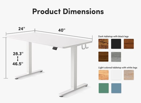 FEZIBO Bureau Assis Debout Électrique, 100 x 60 cmBureau Table Debout Réglable en Hauteur Acier T Pieds avec Système Anti-Collision, Panneau Contrôle à Fonctions Mémoires, Planche Blanc