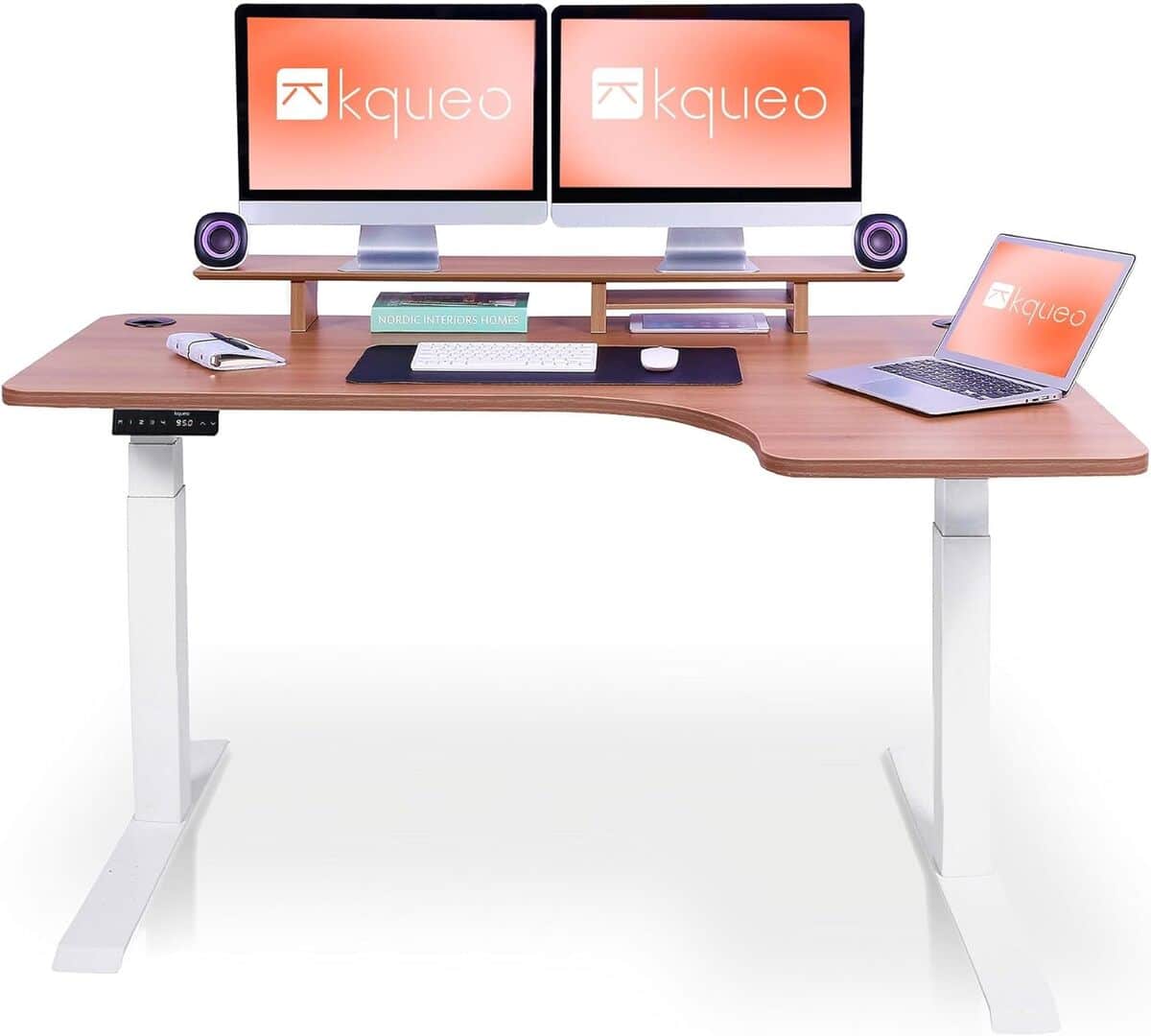 Test du bureau d'angle électrique Kqueo 160x110 cm : performance et praticité