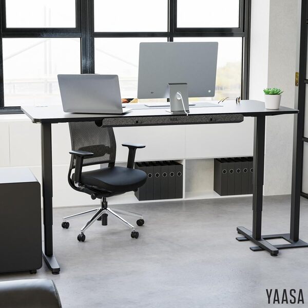 Yaasa Desk Pro Bureau électrique réglable en hauteur - Gris foncé/noir - 140 x 80 cm - Bureau ergonomique avec plateau arrondi et écran ErgoTouch - Charge maximale : 120 kg