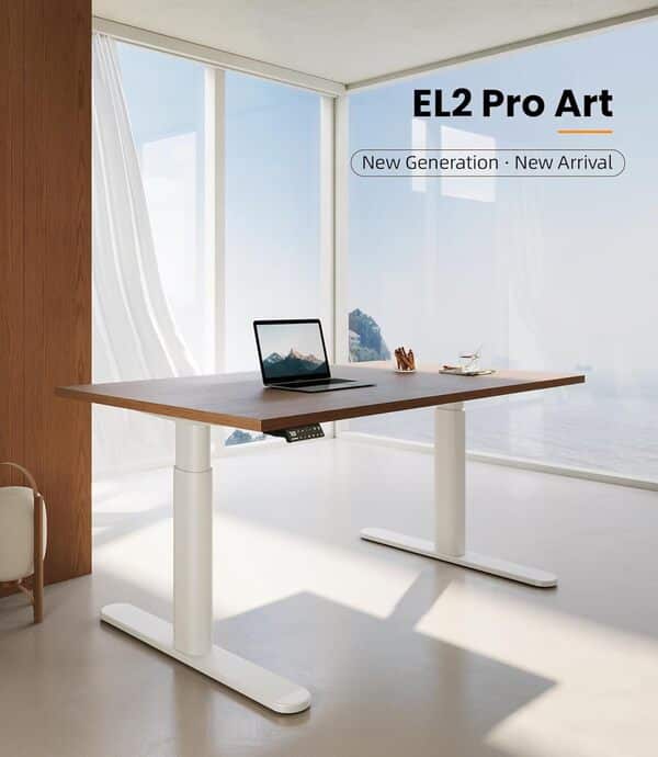 MAIDeSITe EL2 Pro Art - Cadre de bureau debout réglable en hauteur - Pieds ovales - Bureau debout électrique à double moteur avec charge de 180 kg, 4 claviers mémoire et système anti-collision
