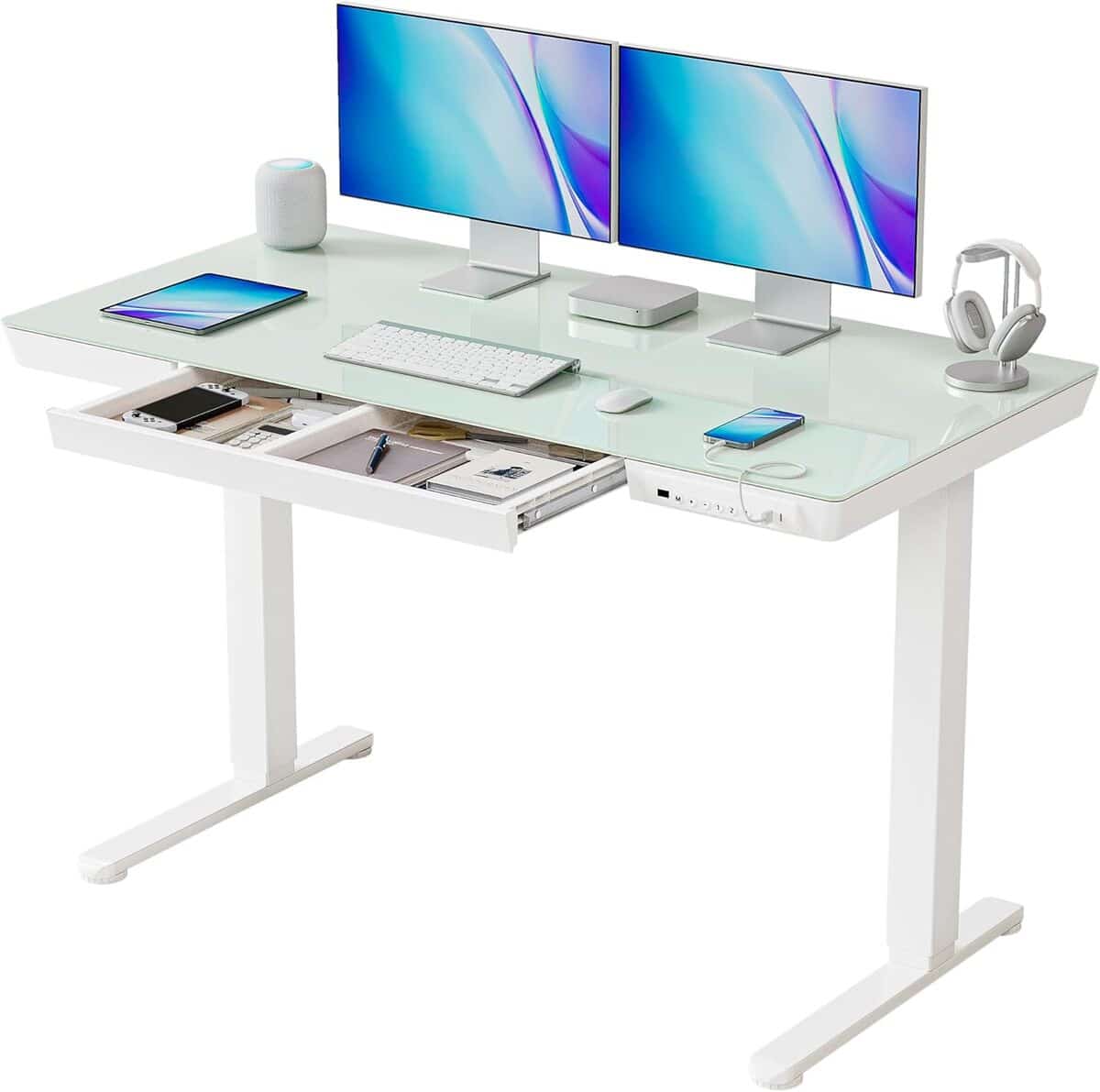 Test : bureau debout électrique FEZIBO verre blanc réglable