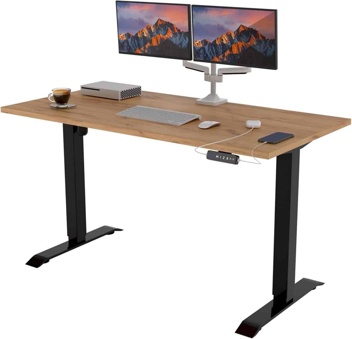 Test du bureau électrique ajustable Pokar : chêne craft or 160x80