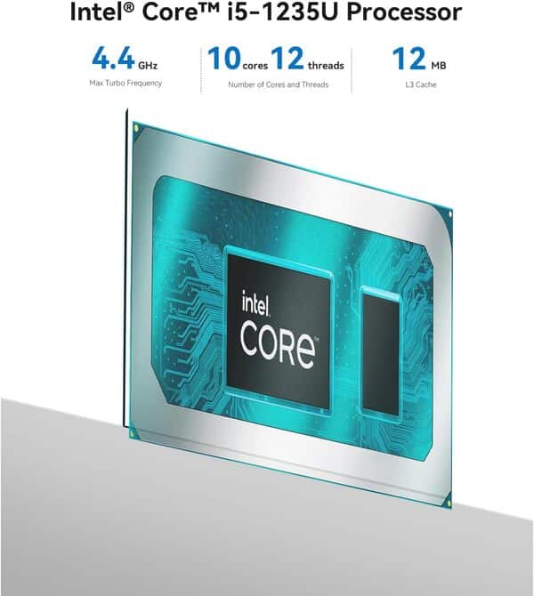 Beelink Mini PC EQi12, Intel Core i5 1235U 10C/12T, jusqu'à 4.4Ghz, Mini Ordinateur 16GB DDR4 500GB M.2 PCIe4.0 SSD, 4K Dual Display, Dual HDMI/Dual Gigabit Ethernet/WiFi6/BT5.2