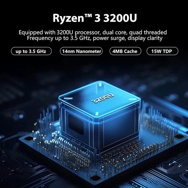 Ekonavi 15,6 Pouces Ordinateur Portable 2 en 1, Ryzen 3 3200U Laptop 16 Go de RAM SSD de 512 Go PC Portable, écran 1920 x 1080, avec RJ45, Type-C, USB 3.0 Ultra-étroit Laptop