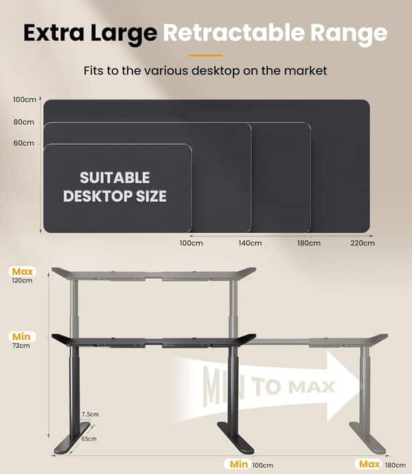 MAIDeSITe Bureau Assis Debout Électrique EL2 Plus Art avec 2 Moteurs puissants, élégant Cadre de Table Ovale, 4 Commandes de Mémoire et Fonction Anti-Collision Bureau Reglable en Hauteur Electrique