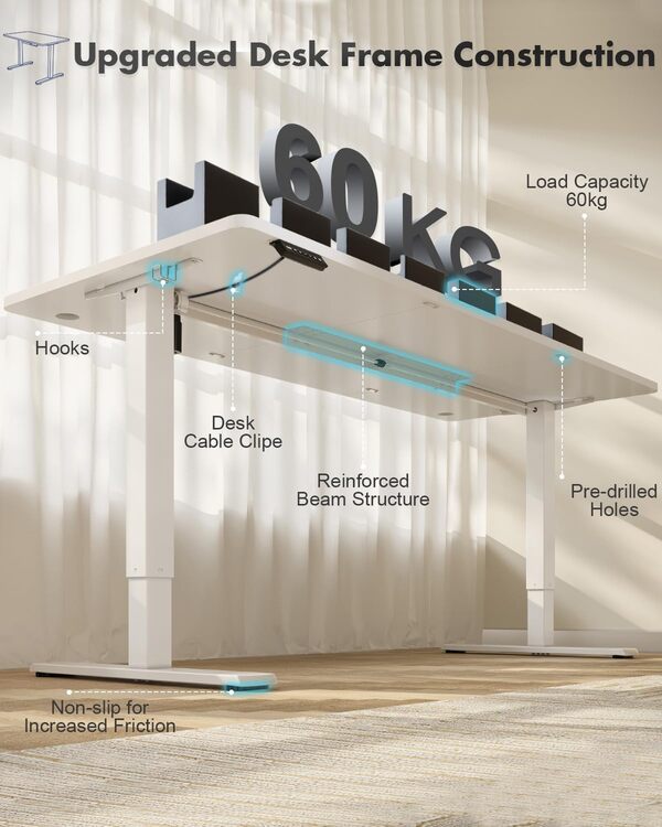 JUMMICO Escritorio Elevable Eléctrico Con Cargador USB, Escritorio Regulable en Altura Ergonomica Escritorio de Pie Ajustable Smart Panel Con Funciones de Memoria, Standing Desk 200 x 80 cm, Blanco