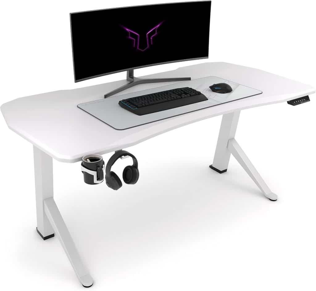 Test : bureau gaming Ultimate Setup 180 cm blanc réglable en hauteur