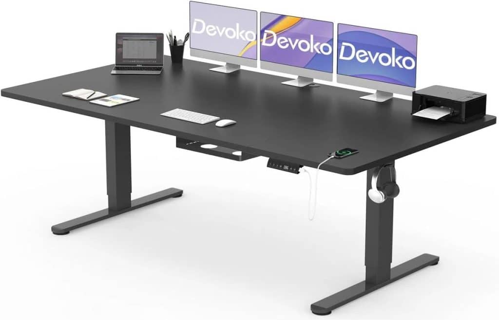 Test : bureau électrique Devoko assis-debout 200×80 cm avec USB