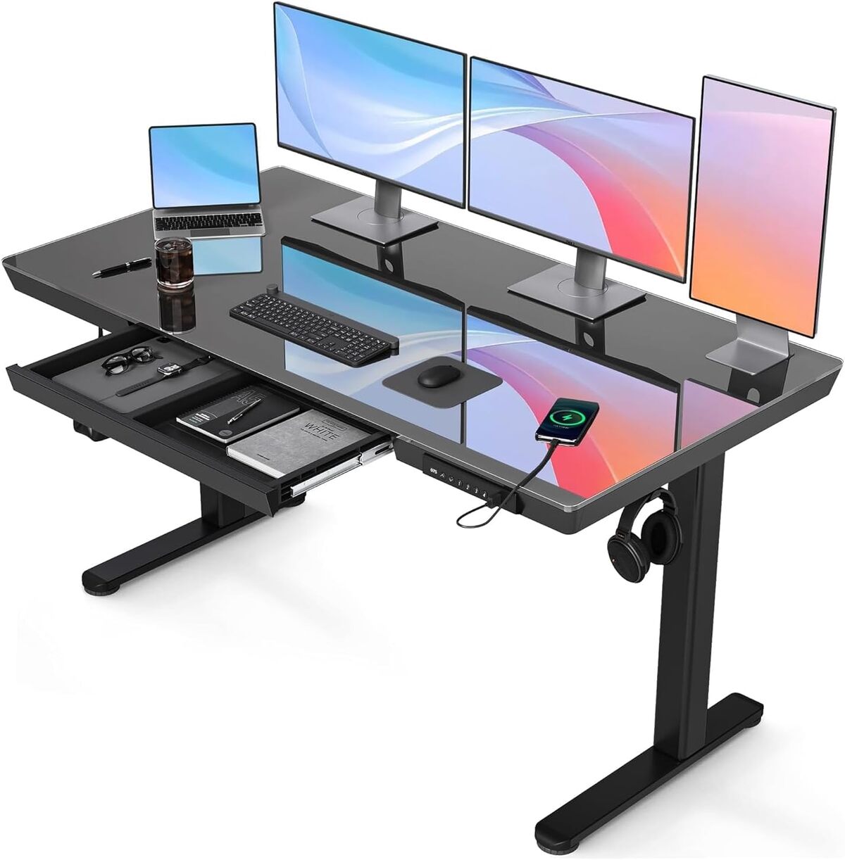 Test du bureau électrique ajustable Claiks avec plateau en verre