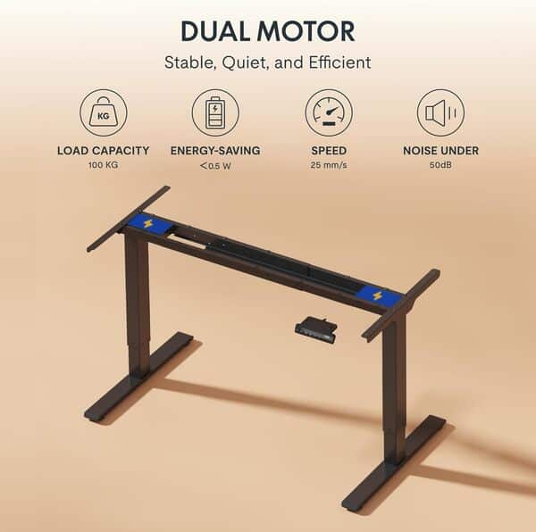 FLEXISPOT 2 Moteurs Bureau Assis Debout 180x80 Une Pièce, Bureau Debout électrique avec Panneau à Fonctions Mémoires, Table Réglable en Hauteur Électrique, Charge 100kg, Noir+Noir