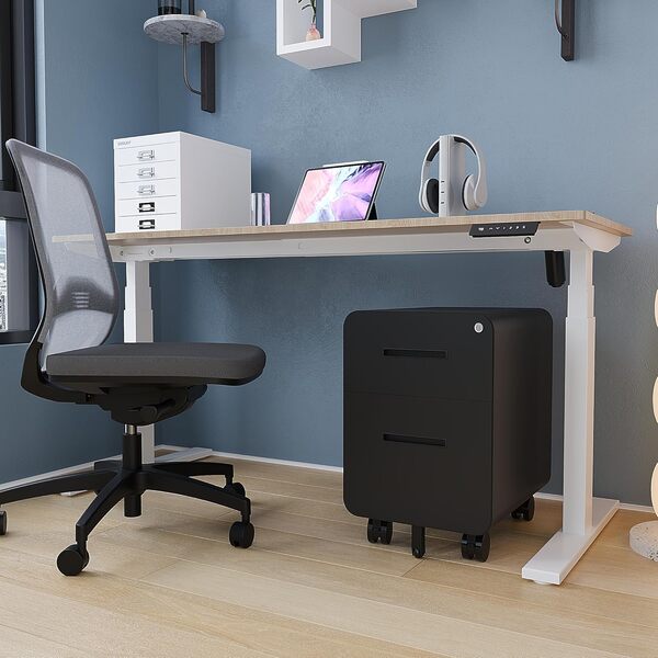 BISLEY Caisson à roulettes EasyRoll : avec 1 tiroir et 1 tiroir de Rangement Suspendu/Meuble de Bureau Noir/Chariot à roulettes. Dimensions (H x l x P) : 500 x 400 x 500 mm. Utilisation pour Bureau,