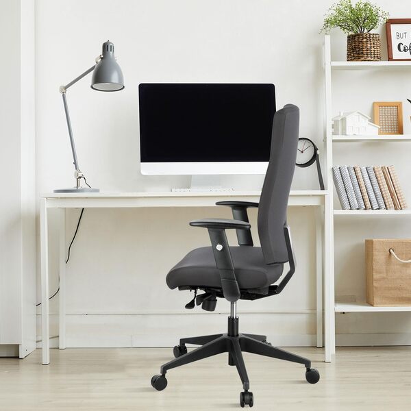 hjh OFFICE Chaise de Bureau Professionnelle Pro-TEC 300 Tissu Gris Fauteuil de Bureau Ergonomique, Dossier Haut, accoudoirs réglables