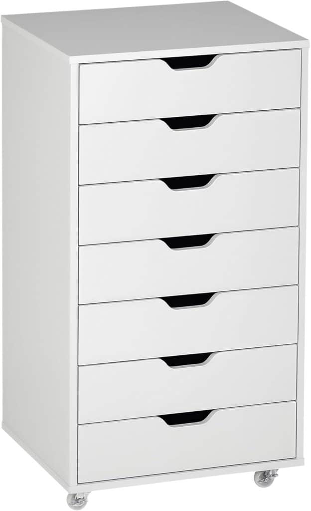 Test du caisson bureau Vinsetto Blanc : 7 tiroirs malins