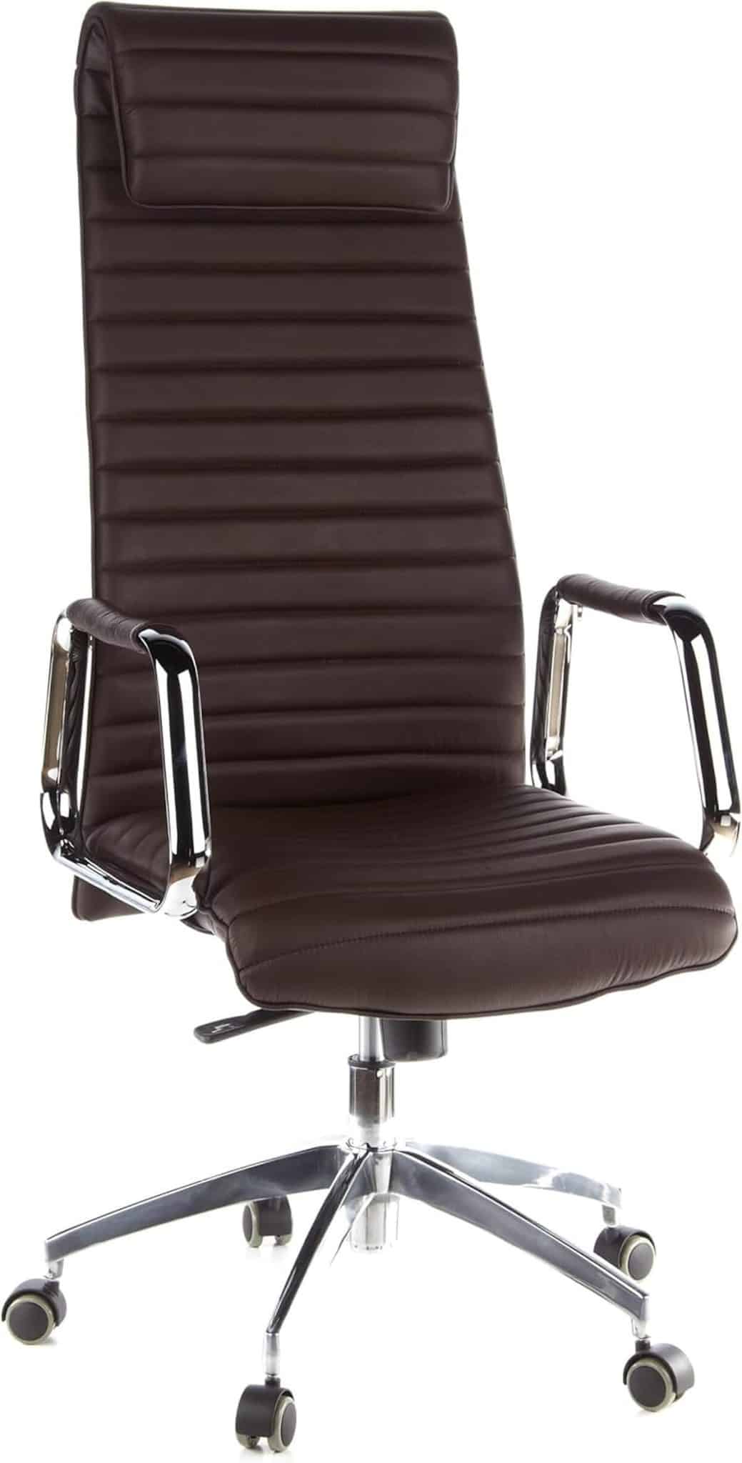 Test du fauteuil de direction hjh OFFICE ASPERA 20 en cuir nappa marron