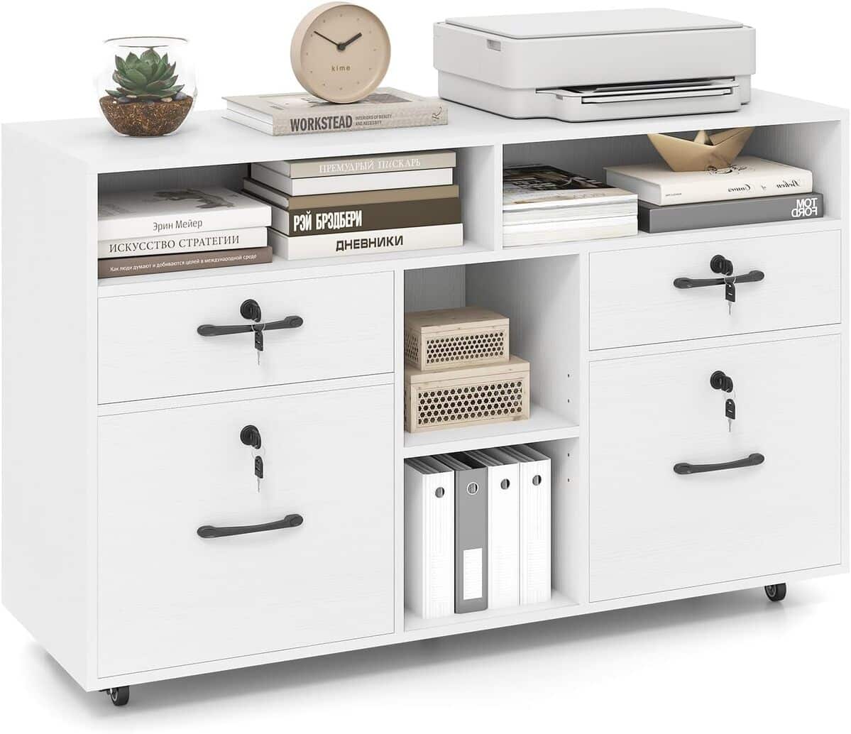 Test caisson bureau Costway : 4 tiroirs verrouillables et roulettes