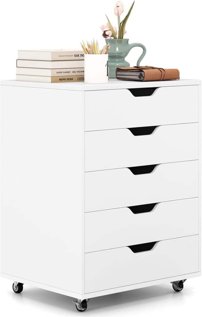 Test du caisson de bureau 5 tiroirs Costway : praticité et design blanc