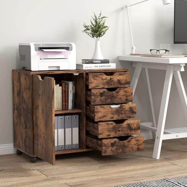 Découvrez le caisson de rangement Costway à roulettes avec 5 tiroirs pratiques. Idéal pour organiser votre espace de manière efficace et élégante.