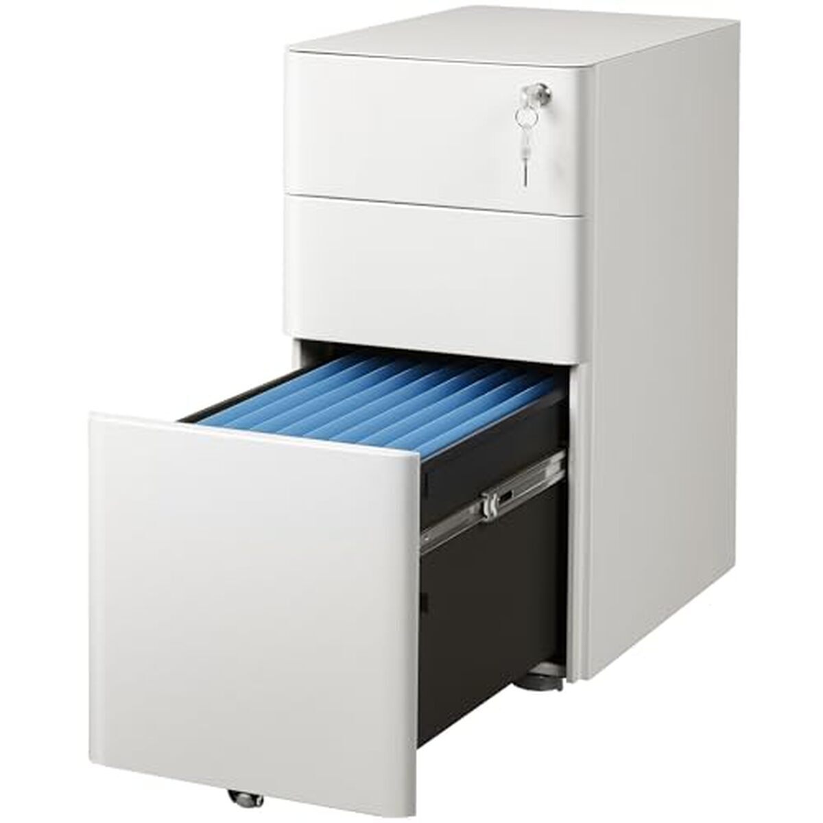 Test : caisson de bureau DEVAISE à 3 tiroirs blanc