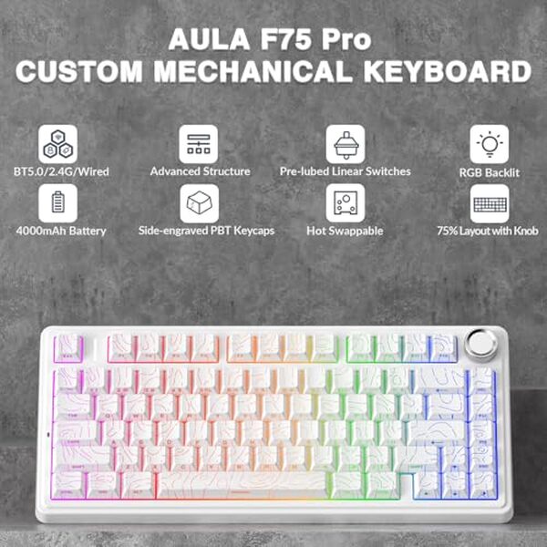 Découvrez l'expertise du clavier mécanique sans fil Aula F75 Pro : personnalisation avancée et performances optimales pour les gamers passionnés.
