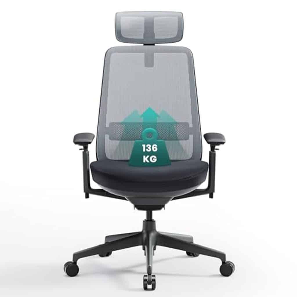 Test de la chaise Colamy ergonomique avec support lombaire et accoudoirs 4D