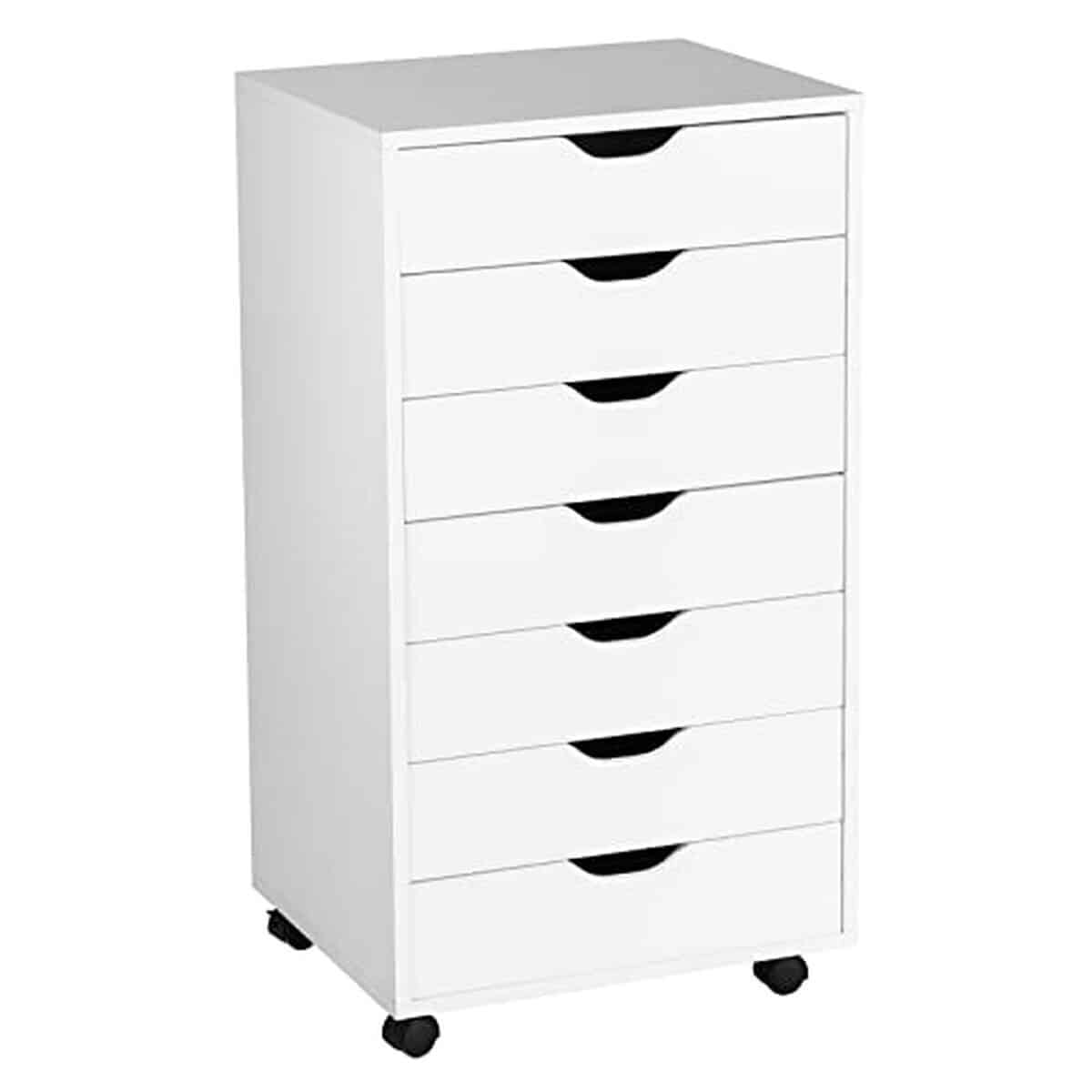 Test du caisson de bureau à roulettes Costway : rangement optimal avec 7 tiroirs